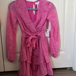 Pink Japna tie waist dress